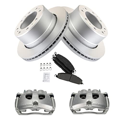 Image of TRQ Rear Brake Pad & Rotor Kit Premium G-Coated Ceramic Compatible with 2009-2010 Dodge Ram 2500, 3500 2012 Ram 1500 2011-2018 2500 3500