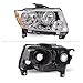 Headlights Assembly Compatible with 2011-2013 Jeep Grand Cherokee 2011-2017 Compass Halogen Headlamp Assembly Driver and Passenger Side (White)