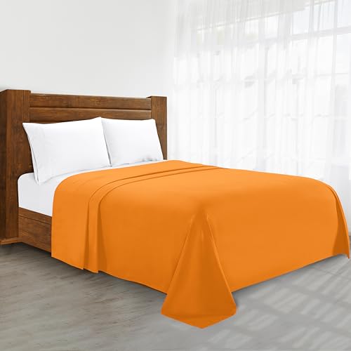Drap Plat Elegant Comfort sans Plis Roi Californie Orange Vibrant