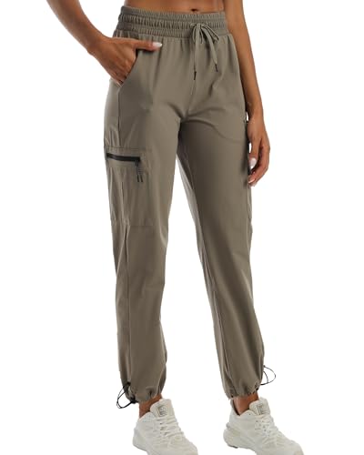 Image of Women's Joggers with Pockets, Hiking Cargo Water Resistant Lightweight Pants for Women Workout Athletic Travel Camping