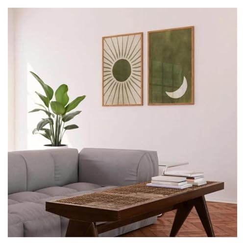 Tableau déco nature abstrait vert olive toile pour petit espace