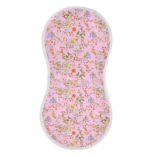 Muslin Baby Burp Cloths Set of 1, Soft Absorbent Pastel Floral Cotton Burping Cloth, Milk Spit Up Rags for Newborn Unisex, 22 x 11 Inch