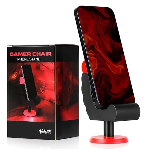VELENTI Gamer Chair Phone Stand - Phone Holder for Smartphones, Kindles Up to 19 cm Tall - Fun Gaming Accessories for Gamers - Useful Gamer Gadgets - Lovely Birthday Gift for Gamers