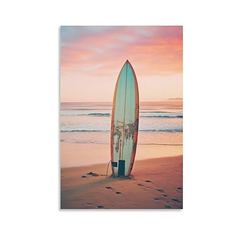 Poster mural sur toile de planche de surf côtière - Paysage naturel - Décoration murale moderne - Décoration murale de dortoir
