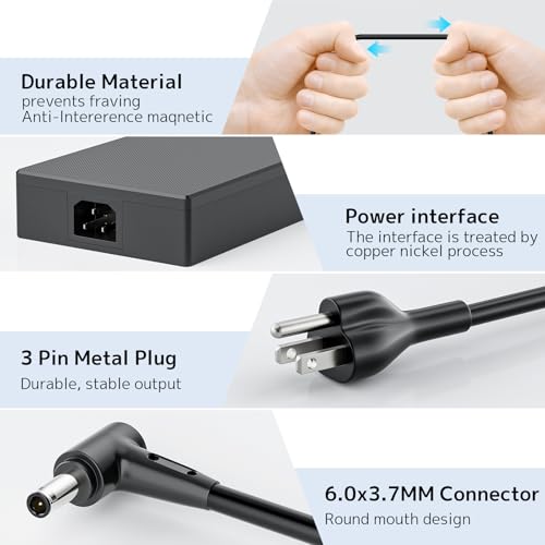 Image of 240W AC Adapter ADP-240EB B Fit for ASUS ROG Zephyrus G14 G15 G16 M16 S15 S17 GA401 GA402 GU603 Duo 15 TUF F15 A16 Gaming Laptop Charger ProArt StudioBook 16 Fast Charging Power Supply Cord