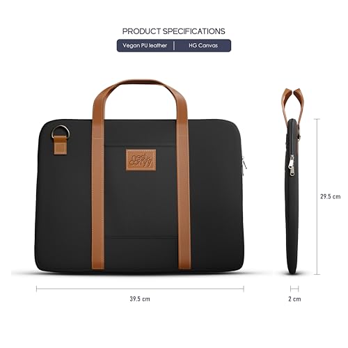 Image of Laptop Sleeve with Handle Upto 14 Inch for Men & Women | Ultra Slim Lightweight | Detachable Shoulder Strap | for MacBook Air /Pro, Asus, Lenovo, Dell & More|Gift for Office & Daily Travel (Black)