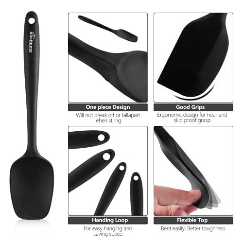 NileHome Silicone Spatula Set, Rubber Spatula High Heat-Resistant Premium BPA-Free One Piece Seamless Design Cooking Spatulas Utensils Set For Kitchen 4pack(Black) - Thumbnail 3