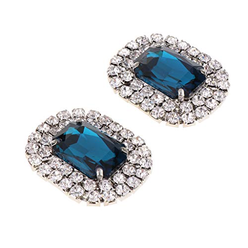 Siepificius Clip per scarpe con strass per matrimonio, fai da te, decorazione per scarpe da sposa, blu, 4.5x3.5cm, poliestere, come descrizione