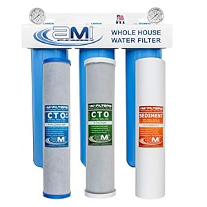 APPLIED MEMBRANES INC. 3-stufiges Ganzhaus-Wasserfiltersystem mit 11,4 x 50,8 cm Sediment- und Kohleblock-Filtern, entfernt Ablagerungen, Chlor, Chloramin, Chemikalien, Geschmack und Geruch