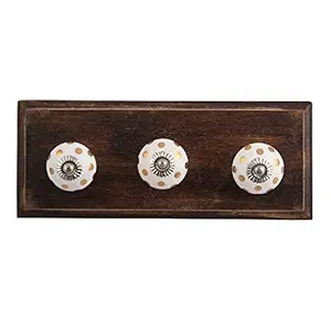Indian-Shelf Wood Wall Hangings- Gold Wall Hangers- Dot Wall Hooks- Hangers for Clothes Hanging- Cloth Hanging Hook- Key Holder for Home Wall- Cloth Hanger- Door Hanger- Robe Hooks- 6 Pack [4 Inch]