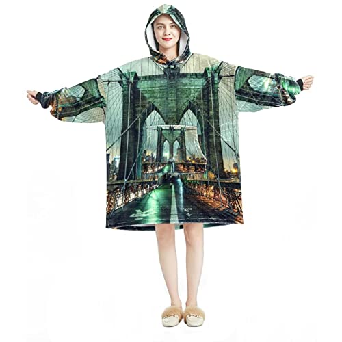 Couverture à capuche surdimensionnée adulte flanelle sherpa sweat géant Brooklyn