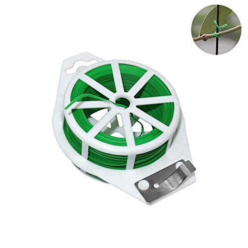 Mein HERZ 100m Rouleau de Fil de Fer Plastifié, Cravates de Jardin Shintop Vert, Cravate Molle de Jardin Vert, Liens végétaux torsadés, Fil Enduit de Plastique avec Le coupeur ?Ø 4 mm en Plastique?