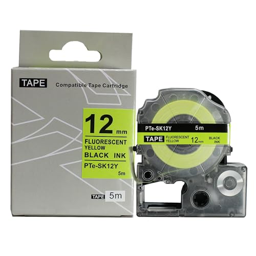 Fita Refil Compatível LK-4YBF Amarelo Fluorescente Neon 12mm para Rotulador Epson LW-300 LW-400 LW-6