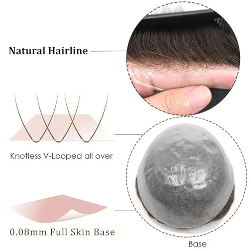 Toupets homme pour masquer la calvitie avec une base PU confortable