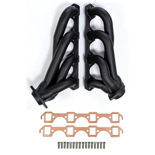 Image of Stealth Black Thermal Barrier Shorty Headers 79-93 Ford Mustang 5.0L LX GT | 302 V8 Foxbody Direct Bolt-On Stealth Performance Exhaust Headers With Copper Gaskets & Hardware Kit 5.0 Fox Body 1979-1993