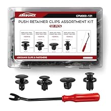 121PCS Push Type Retainer Clips, for Honda Accord Civic, CR-V, Crosstour, Fit, HR-V, Insight, Odyssey, Passport. Fits Acura ILX, MDX, RDX, RLX Fender Liner/Bumper/Splash Shield Clips, 4 Sizes + Tool