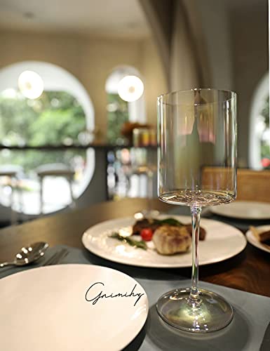 Gnimihz Iridescent Wine Glasses Set Of 4-16Oz Cylindrical Red White Wine Glass, Made From Lead-Free Premium Crystal, Great Gift For Wedding, Anniversary, Christmas, Birthday, 9'' Tall #TOP3