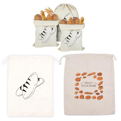 2 sacchetti per il pane in lino 30 x 40 cm, sacchetto per il pane riutilizzabile per scatola del pane fatto in casa, sacchetto per la conservazione degli alimenti, per pane fresco, frutta e verdura