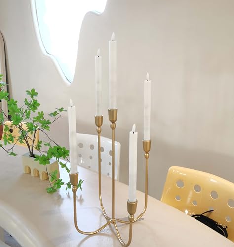 キャンドルメタル燭台キャンドルスティックホルダー - トールキャンドルホルダー ウェディングイベント - ディナーキャンドルスタンド、真鍮ゴールド [3]