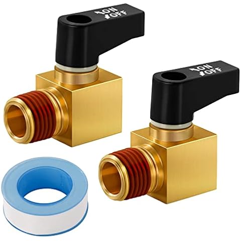 SUNROAD Air Compressor Valve Brass Drain Cock Ball Valve 1/4" NPT Male Thread Air Compressor Accessories 2pcs with Thread Seal Tape with Plastic Case Cover