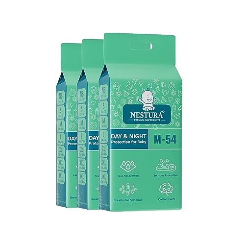 Image of Baby Diaper Pants Medium (M) Pack of 3, 162 Count, (7-12 kg)