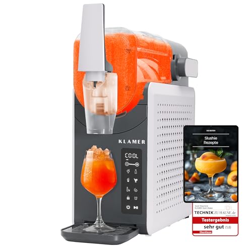 KLAMER Slush Maschine, mit 5 voreingestellten Programmen: Slushie, Cocktail, Milchshake, Frappé, Wein, Automatische Reinigung, 2L Fassungsvolumen, Turbo Freeze, kein Eis erforderlich