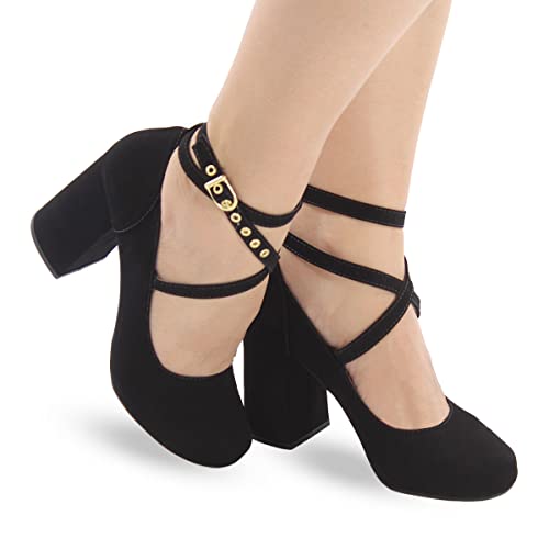 Sapato Modarpe Salto Grosso Boneca Feminino B62 (Preto, BR, Adulto, Numérico, 36)