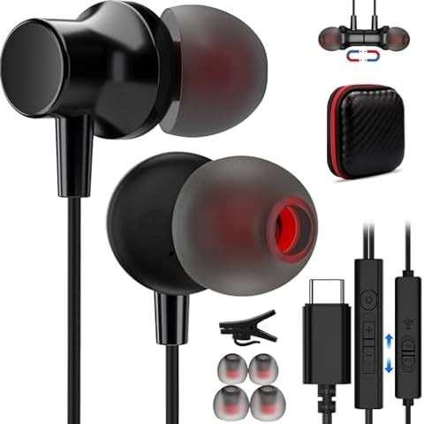 Jelanry USB C Headphones with Mic and Volume Control Cover