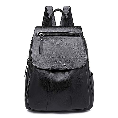 Preisvergleich Produktbild SHLYXY Rucksack, koreanisches PU-Leder, großes Fassungsvermögen, Schwarz
