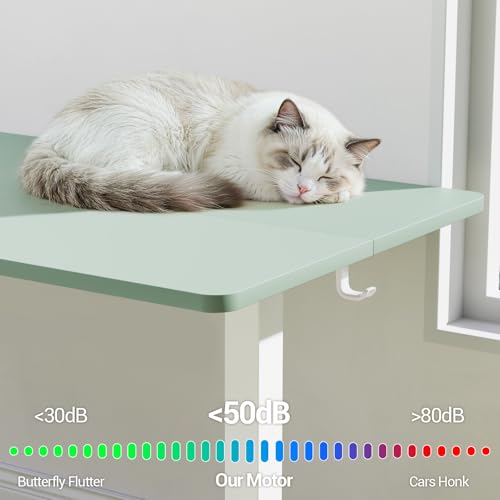 Image of Veken 55 Inch Large Electric Standing Desk, 4 Memory Heights Adjustable,Sit to Stand Up, Work Home Office Computer Table for Study, Walking Pad, Writing, and Games, Wooden Desktop Desks, Green