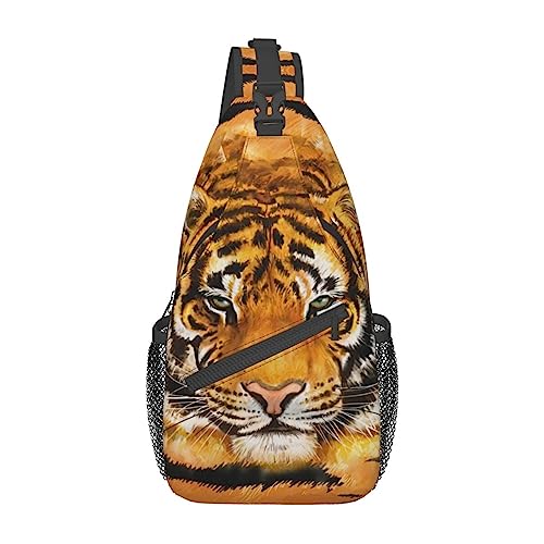 Cool Tiger Sling Bag, Fashion Crossbody Backpack Shoulder Bag Chest Bag for Men Women Outdoor Hiking Travel