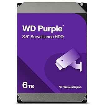 Western Digital 6TB WD Purple Surveillance Internal Hard Drive HDD - SATA 6 Gb/s, 128 MB Cache, 3.5" - WD62PURZ