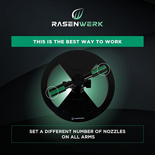 RASENWERK®, Circular sprinkler, Sprinkler two-armed, 360 degree lawn sprinkler Lawn sprinkler, For watering in the garden - Image 2