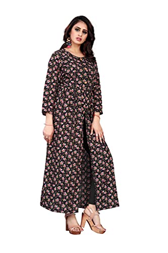 Image of H.E HAMZA ENTERPRISER Printed Crepe Material Brown Western Dress For Women