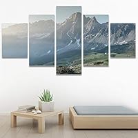 SIGNWIN 5 Panel Canvas Wall Art Modern Art Expressive Farmhouse/Country Landscape Mountain Top Multicolor Photography for Home Decorations Ready to Hang - 60