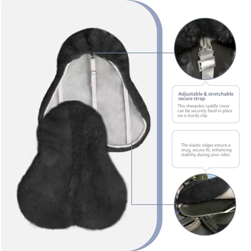 Image of Harrison Howard Plush Sheepskin Saddle Cover for English Saddles Seat Saver Ultimate Riding Comfort for Rider & Protection for Saddle Universal Size