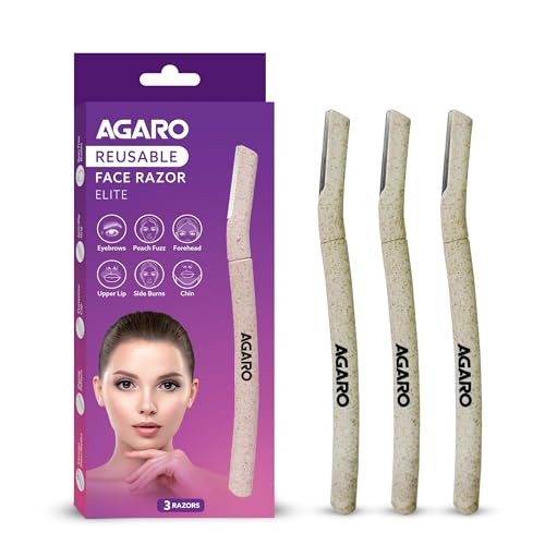 Image of AGARO Elite Face Razor for Women (Pack of 3) | Reusable Shaver for Facial Hair, Chin, Upper Lip & Eyebrow Shaping | Dermaplaning Tool