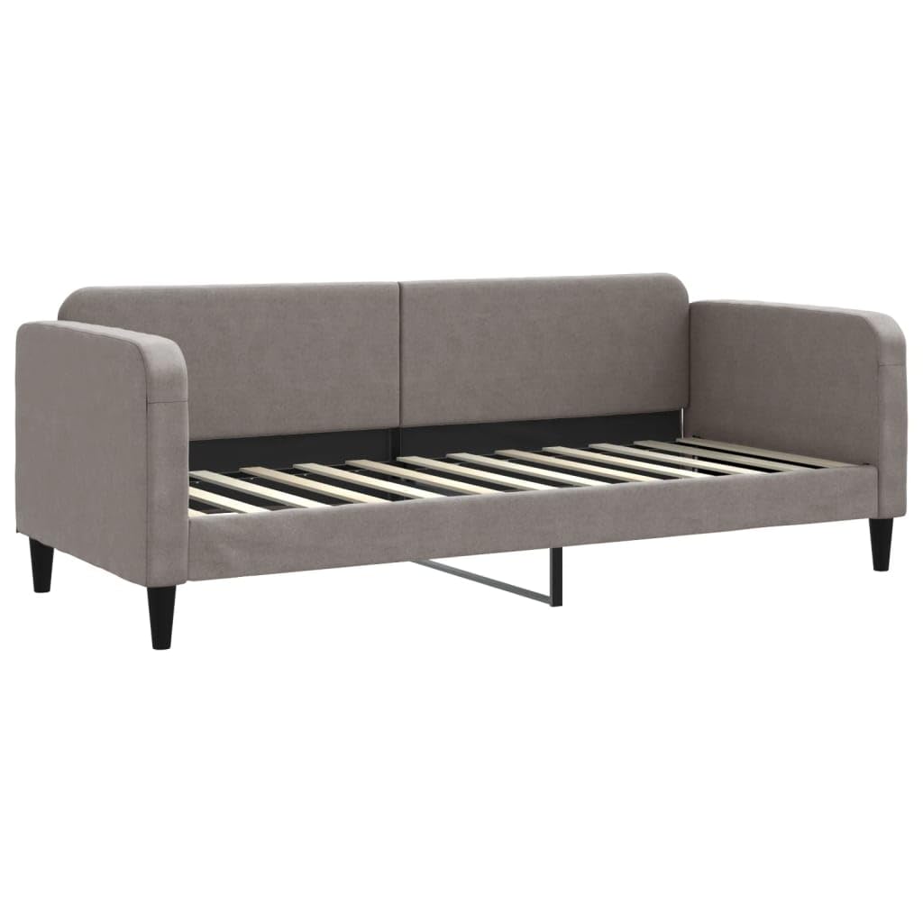 Tkanina rozkładana z szufladami do salonu i sypialni taupe 80x200 cm | Sofa rozsuwana z szufladami taupe 80x200 cm tkanina, rozkładana wersalka z pojemnikiem, kanapa z funkcją spania do salonu i