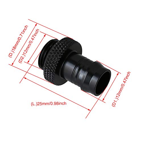 RDEXP Black Copper Fittings G1/4 Thread Soft Tube Barb Connector for Computer Water Cooling Part Set of 6 - Thumbnail 4