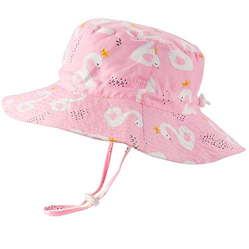 Baby Sun Hat Adjustable - Outdoor Toddler Swim Beach Pool Hat Kids Upf 50+ Wide Brim Chin Strap Summer Play Hat Swan,48Cm 6-12 Months #TOP15