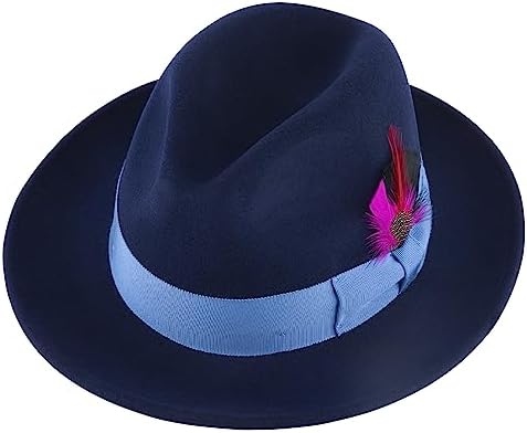 Classic Fedora Hat for Men & Women Wide Brim Fedora Hats Adjustable Felt Panama Hat Wool Fedora Hat with Band