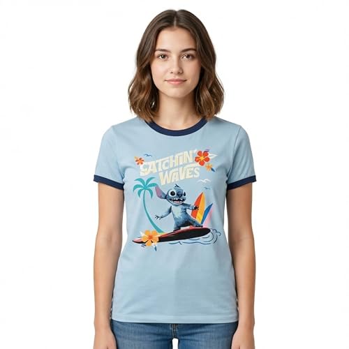 Image of Disney Lilo & Stitch Juniors Graphic T-Shirt - Stitch Tee for Women, Short Sleeve, Sizes XXS-3XL