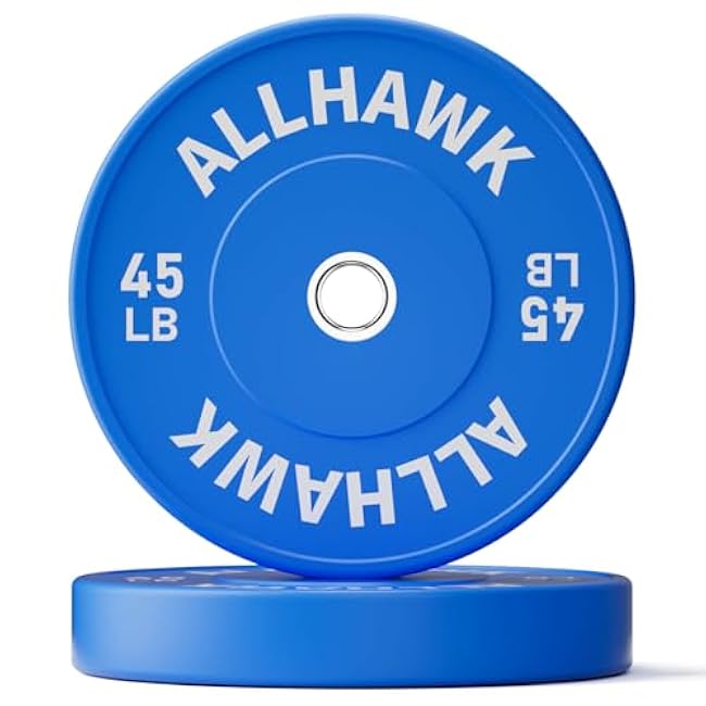 Colorful Olympic Bumper Plates, 2-inch Stainless Steel Insert, Virgin Rubber Weight Plate Set for Barbell Weight Lifting and Strength Training Home Gym