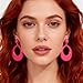 60s 70s Earrings for Women Acrylic Hot Pink Earrings for Women Dangle Retro Disco Earring 70s Accessories Women Big Round Circle Drop Dangle Vintage Groovy Earring 90s 80s 60s Jewelry (hot pink)