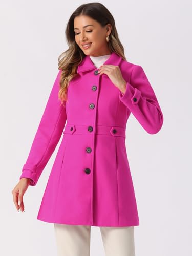 Image of Allegra K Women's Winter Classic Overcoat with Pockets Single Breasted Coat