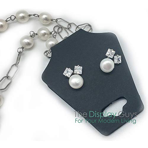 Image of 500-Pack Folding 2x2 Pre-Punched Hanging Jewelry Earrings & Necklace Display Cards (Black Kraft Paper)