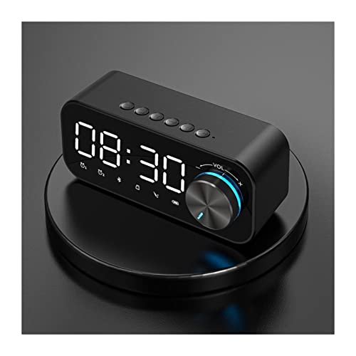 FURUIWUFENG Cassa Bluetooth Colonna Wireless Altoparlante Allarme Sveglia Sveglia Blue Dente Speaker Esterno Impermeabile Supporto Portatile Tf. Carta Radio AUX Input Casse per pc (Color : Black)
