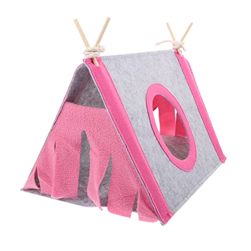 DECOMELODY Nido de hámster escondite hamacas Jaula para Conejillo de Indias hábitat lecho hurón casa Hamster casita Hamster Cama de Chinchilla Nido de Conejillo de Indias Tela de Fieltro Rosa