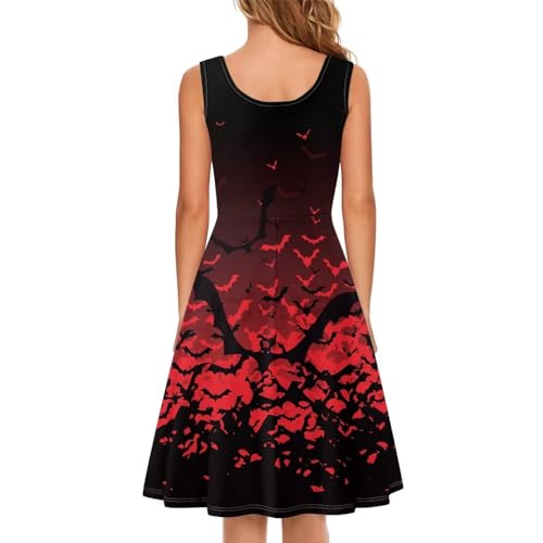 Image of Women Stylish Tank Dresses Sleeveless Round Neck Midi Casual Dress with Pocket for Summer