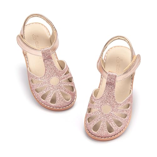 Image of THEE BRON Toddler Girls Closed-Toe Sandals Sweet Retro Cutout Summer Dress Shoes